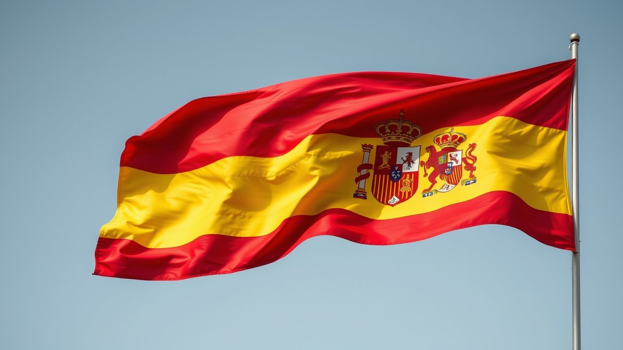 Flag of Spain 🇪🇸 in hyperrealistic wind style