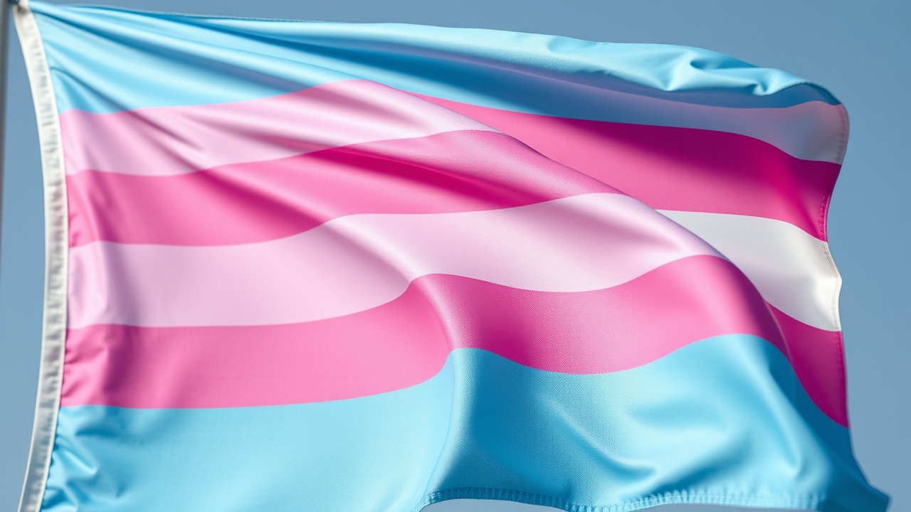 Flag of Transgender (trans) 🏳️‍⚧️ in hyperrealistic wind style