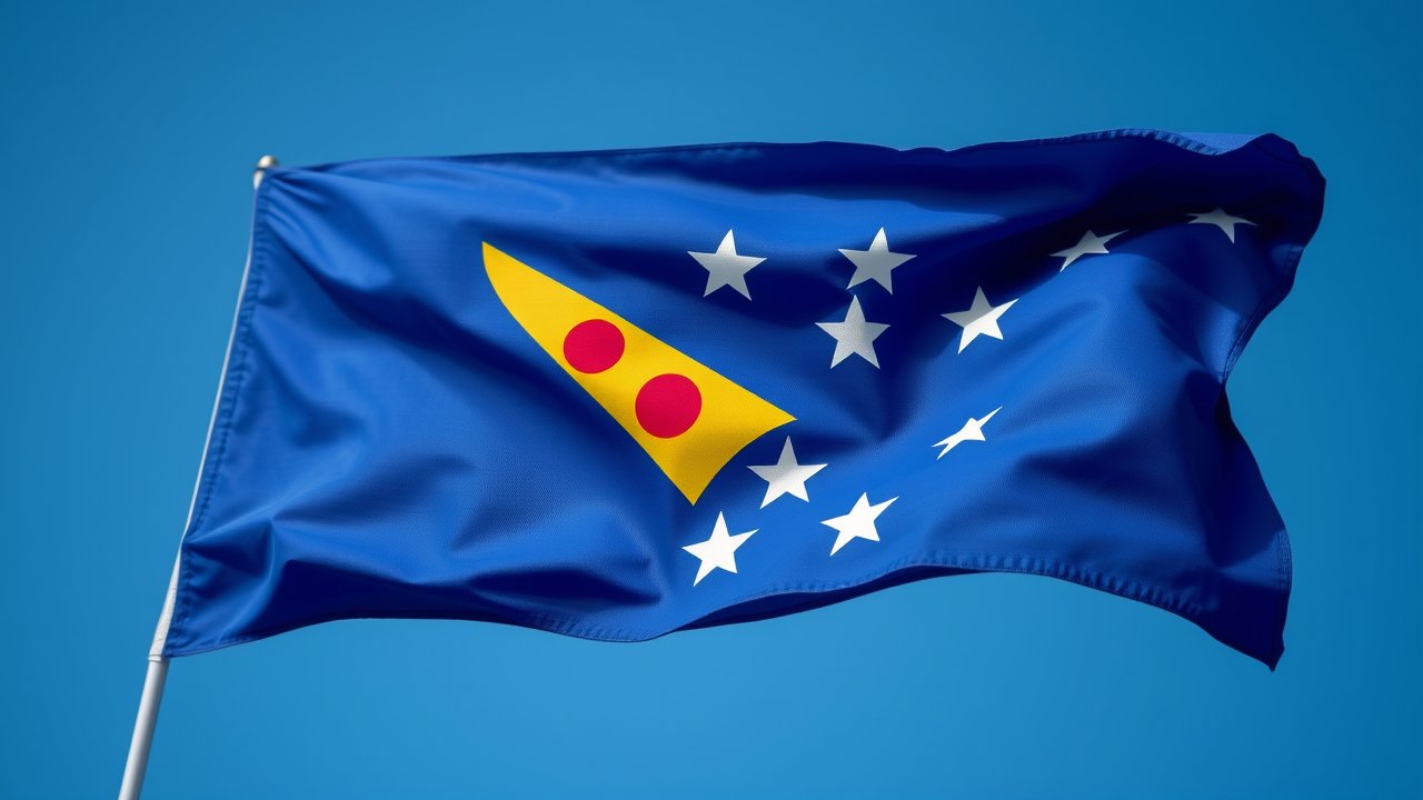 Flag of Bosnia and Herzegovina 🇧🇦 in hyperrealistic wind style