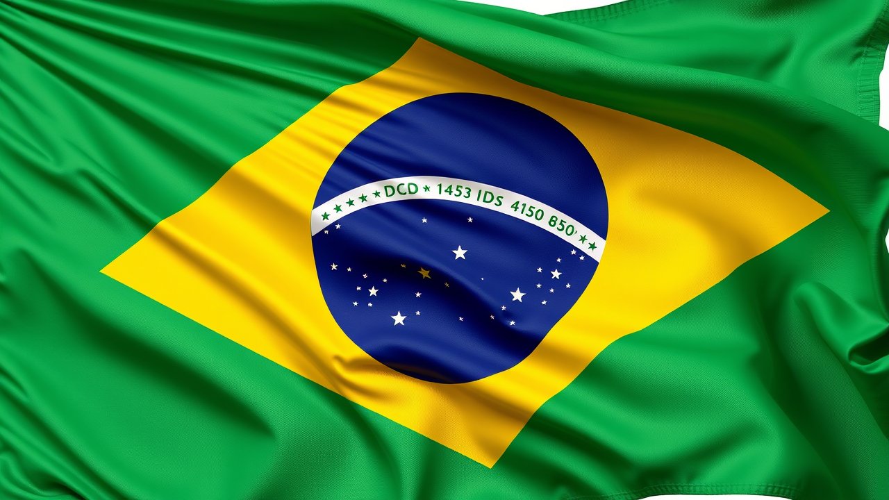 Flag of Brazil 🇧🇷 in hyperrealistic wind style