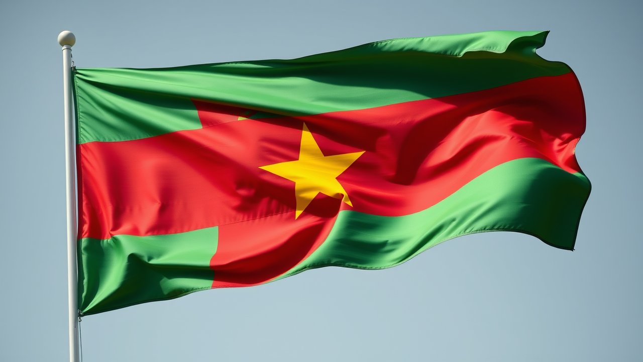 Flag of Burkina Faso 🇧🇫 in hyperrealistic wind style