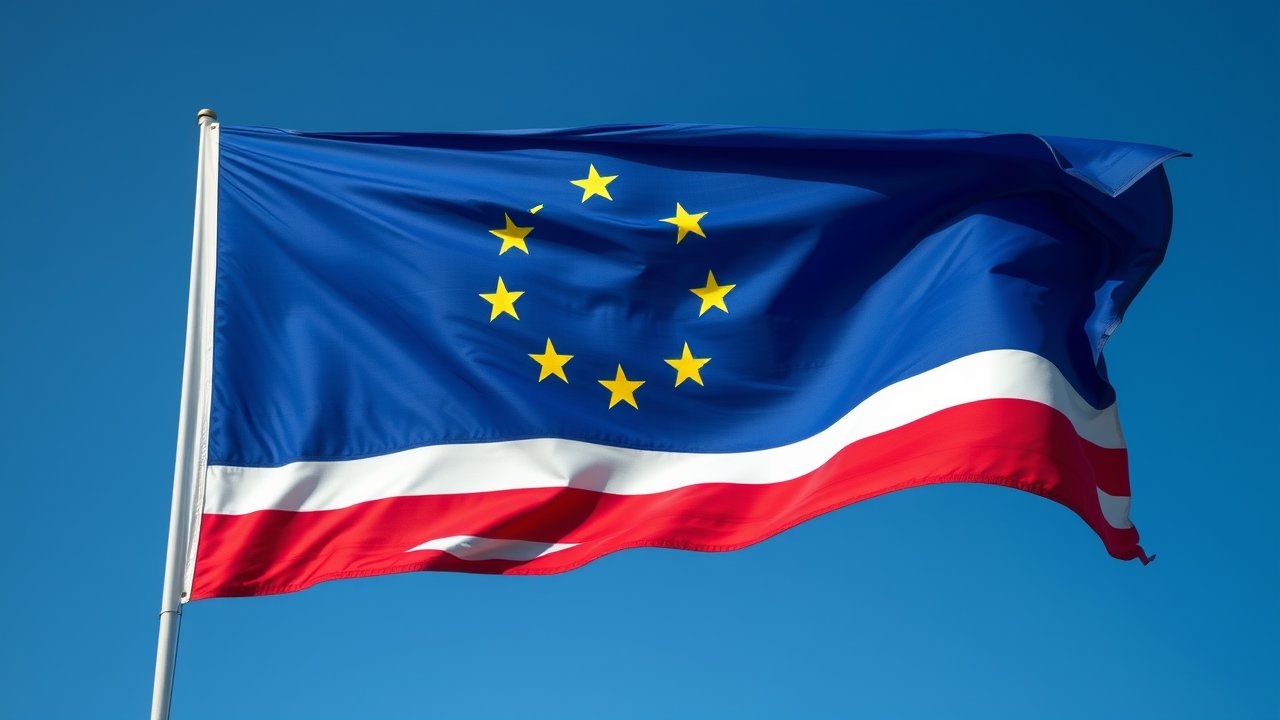Flag of Cape Verde 🇨🇻 in hyperrealistic wind style