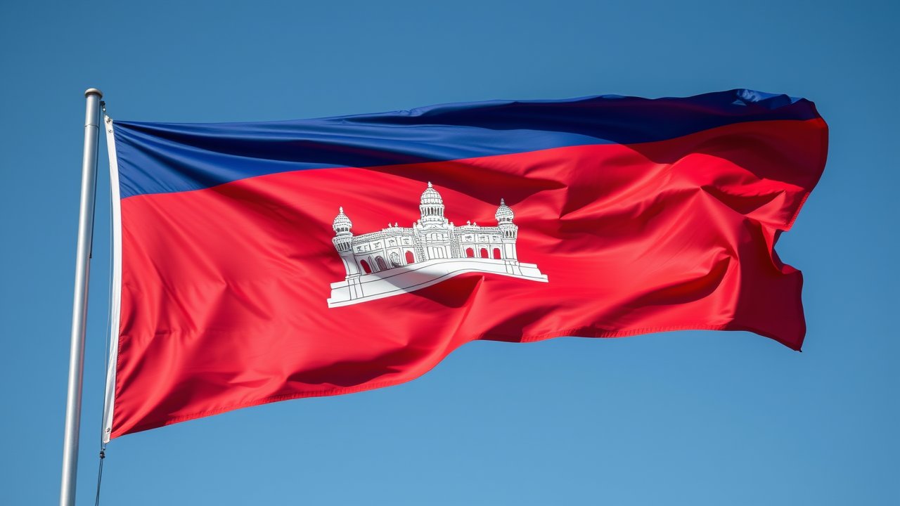 Flag of Cambodia 🇰🇠in hyperrealistic wind style