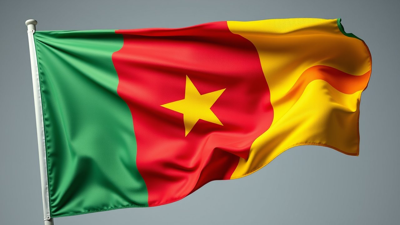 Flag of Cameroon 🇨🇲 in hyperrealistic wind style