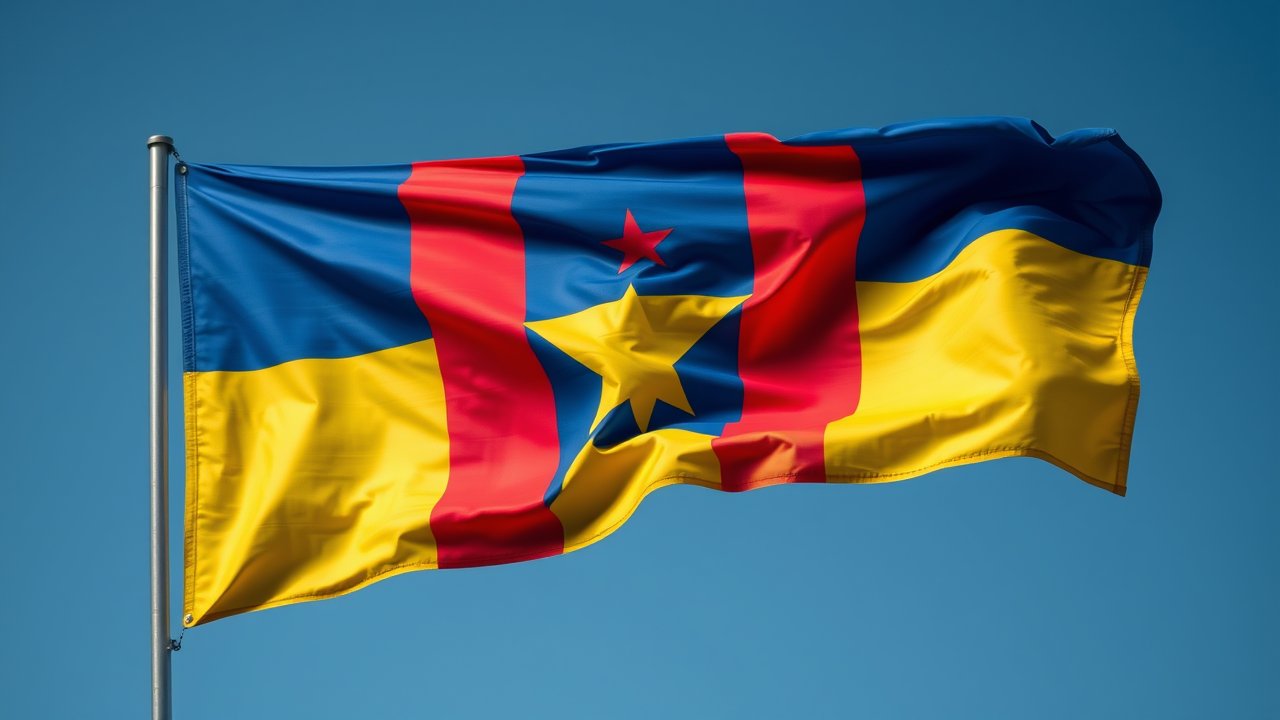 Flag of Chad 🇹🇩 in hyperrealistic wind style