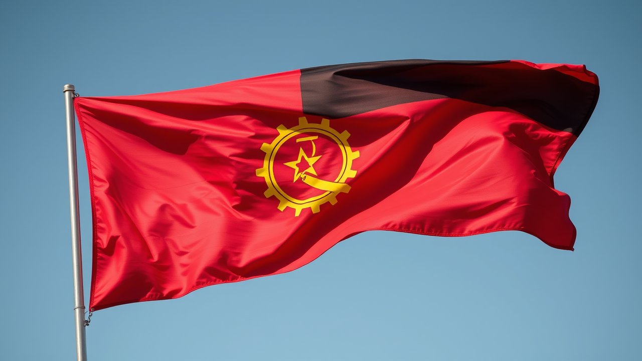 Flag of Angola 🇦🇴 in hyperrealistic wind style