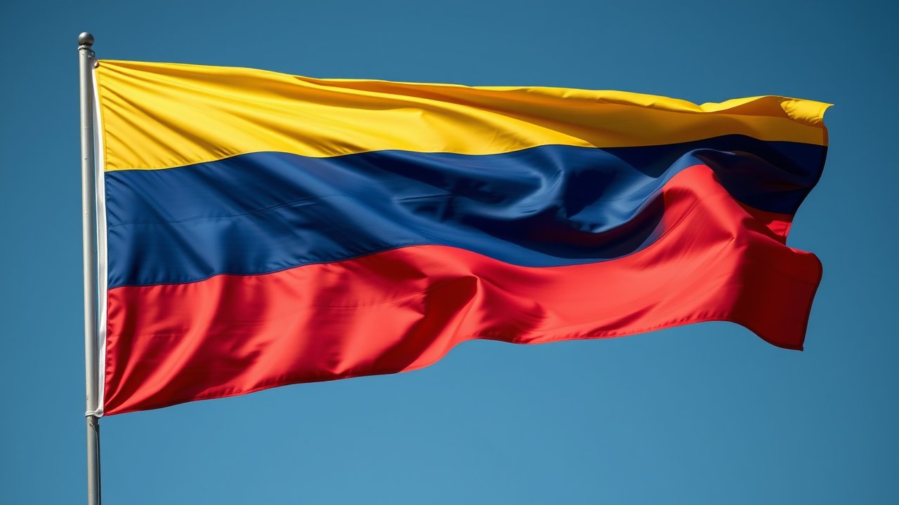Flag of Colombia 🇨🇴 in hyperrealistic wind style
