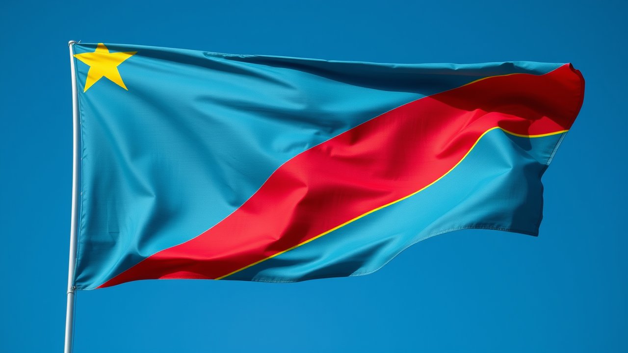 Flag of Democratic Republic of the Congo 🇨🇩 in hyperrealistic wind style