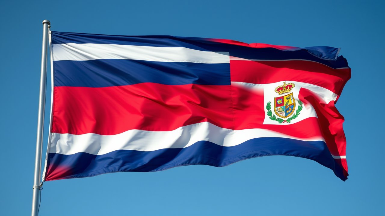 Flag of Costa Rica 🇨🇷 in hyperrealistic wind style