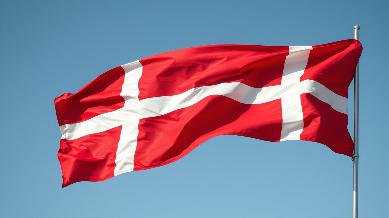 Flag of Denmark 🇩🇰 in hyperrealistic wind style