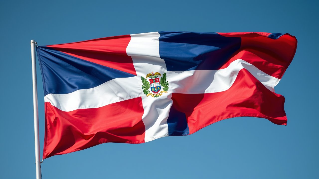 Flag of Dominican Republic 🇩🇴 in hyperrealistic wind style