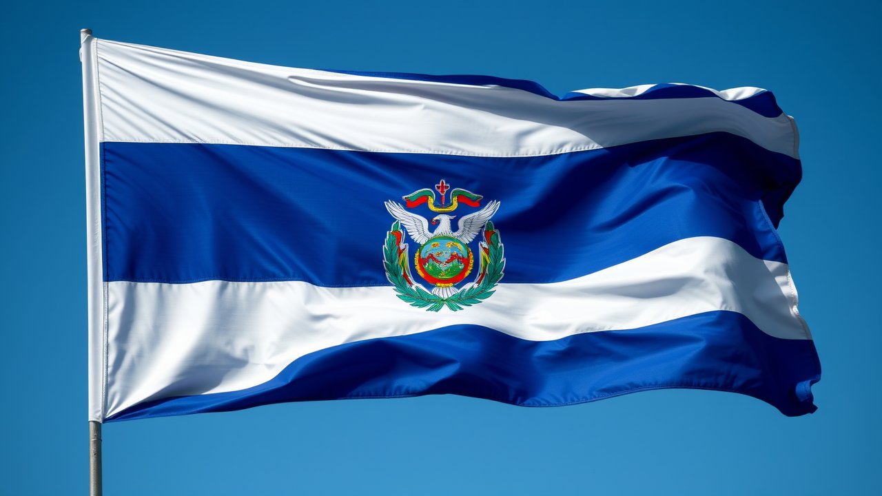 Flag of El Salvador 🇸🇻 in hyperrealistic wind style
