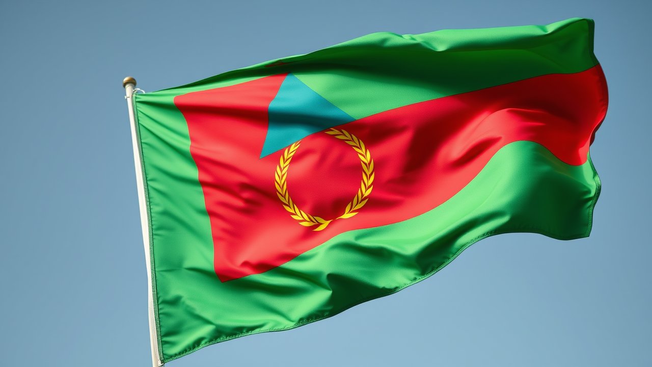 Flag of Eritrea 🇪🇷 in hyperrealistic wind style