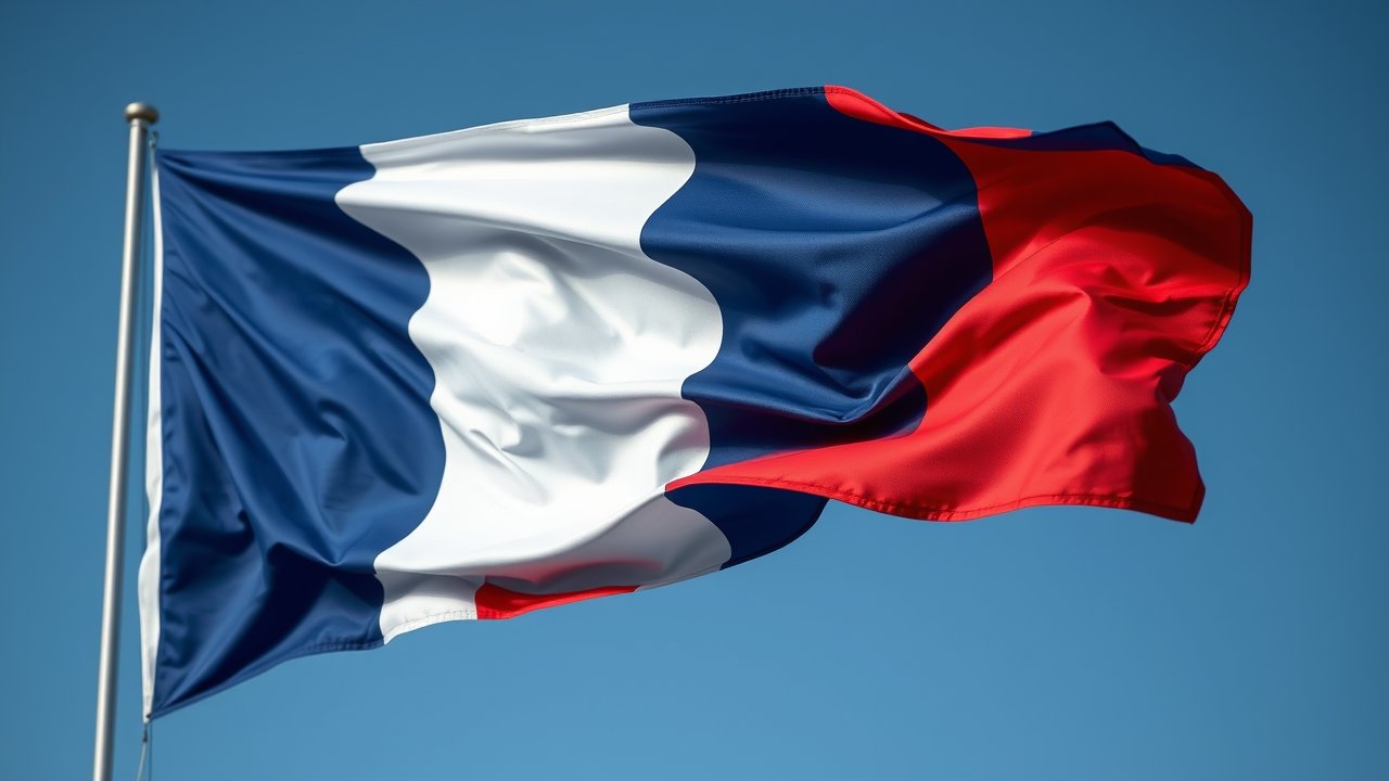 Flag of France 🇫🇷 in hyperrealistic wind style