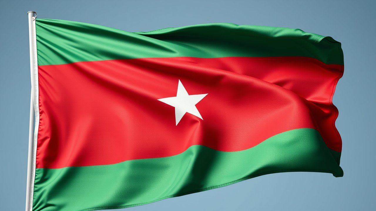 Flag of Gambia 🇬🇲 in hyperrealistic wind style