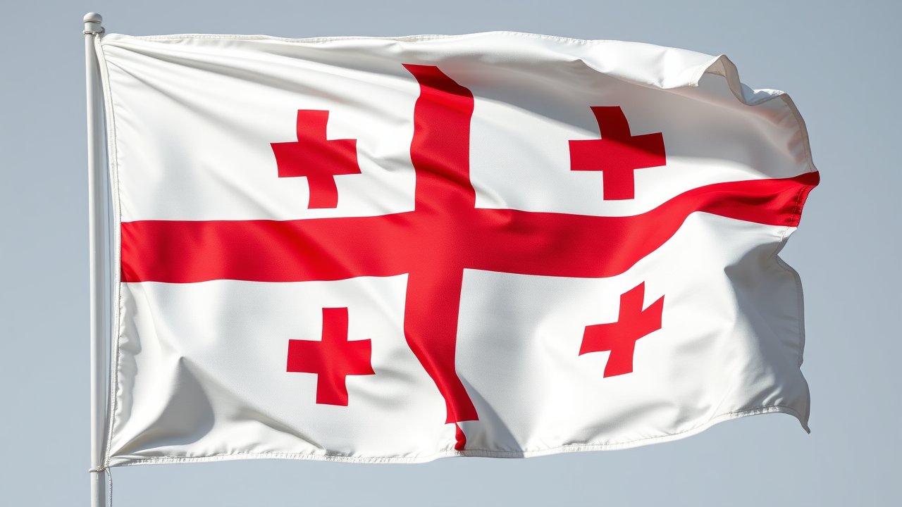 Flag of Georgia 🇬🇪 in hyperrealistic wind style