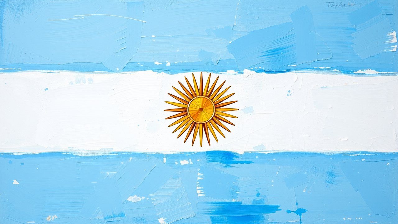 Flag of Argentina 🇦🇷 in impressionist oil style