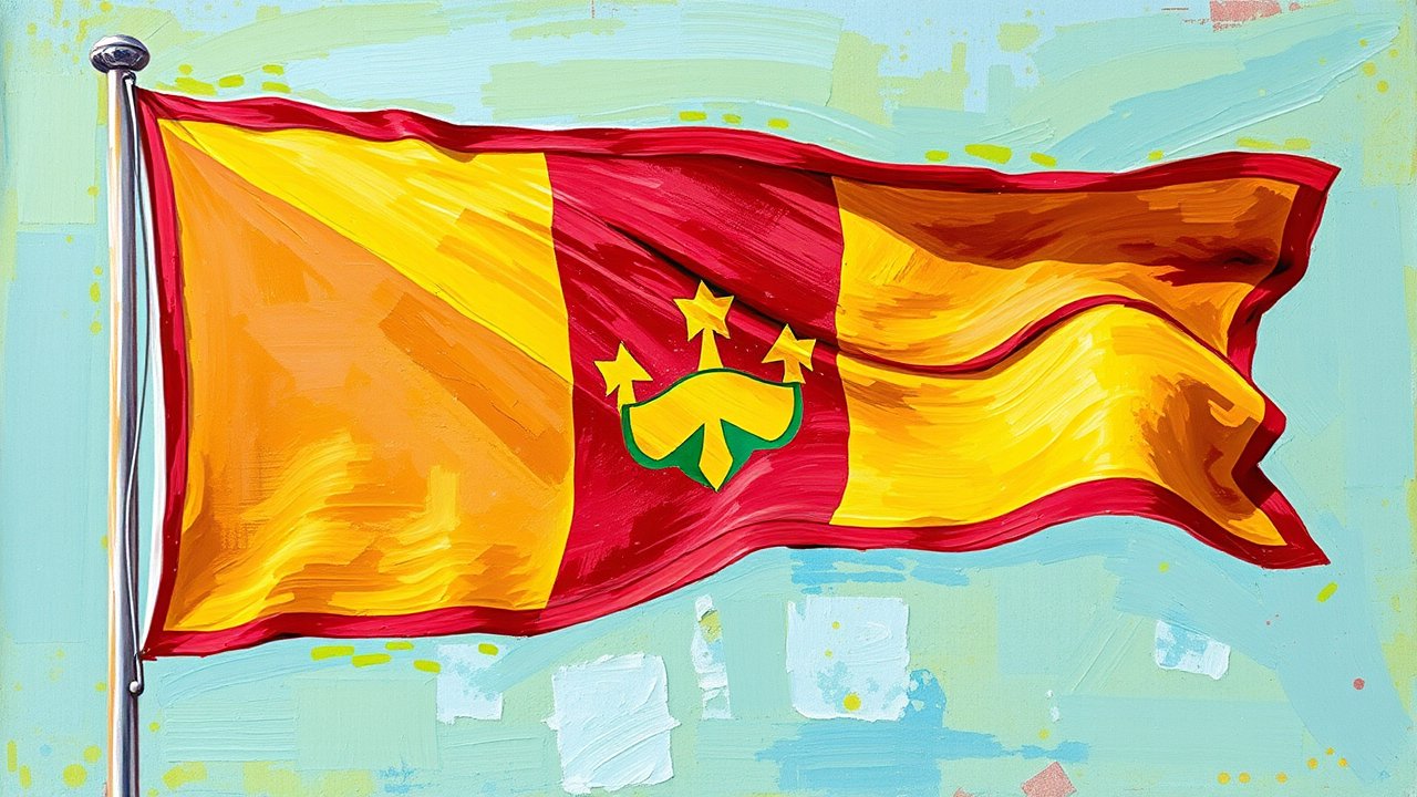 Flag of Grenada 🇬🇩 in impressionist oil style