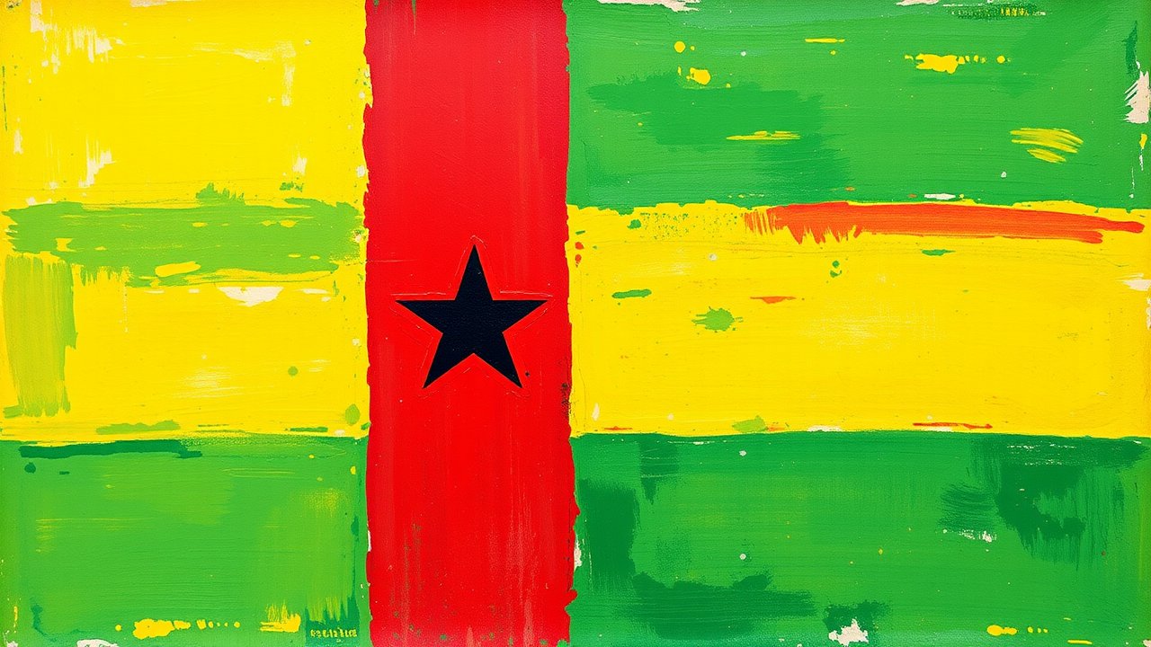 Flag of Guinea-Bissau 🇬🇼 in impressionist oil style