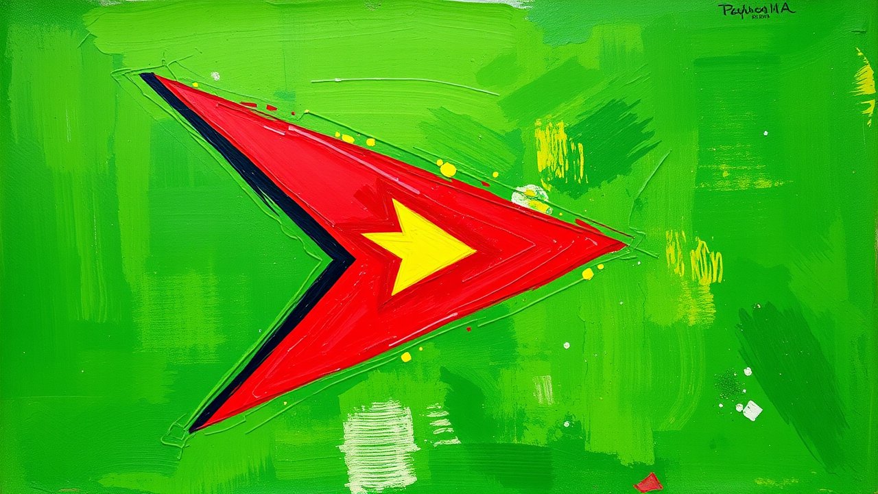 Flag of Guyana 🇬🇾 in impressionist oil style