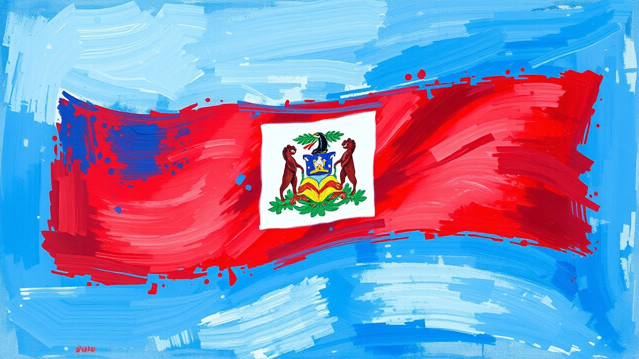 Flag of Haiti 🇭🇹 in impressionist oil style