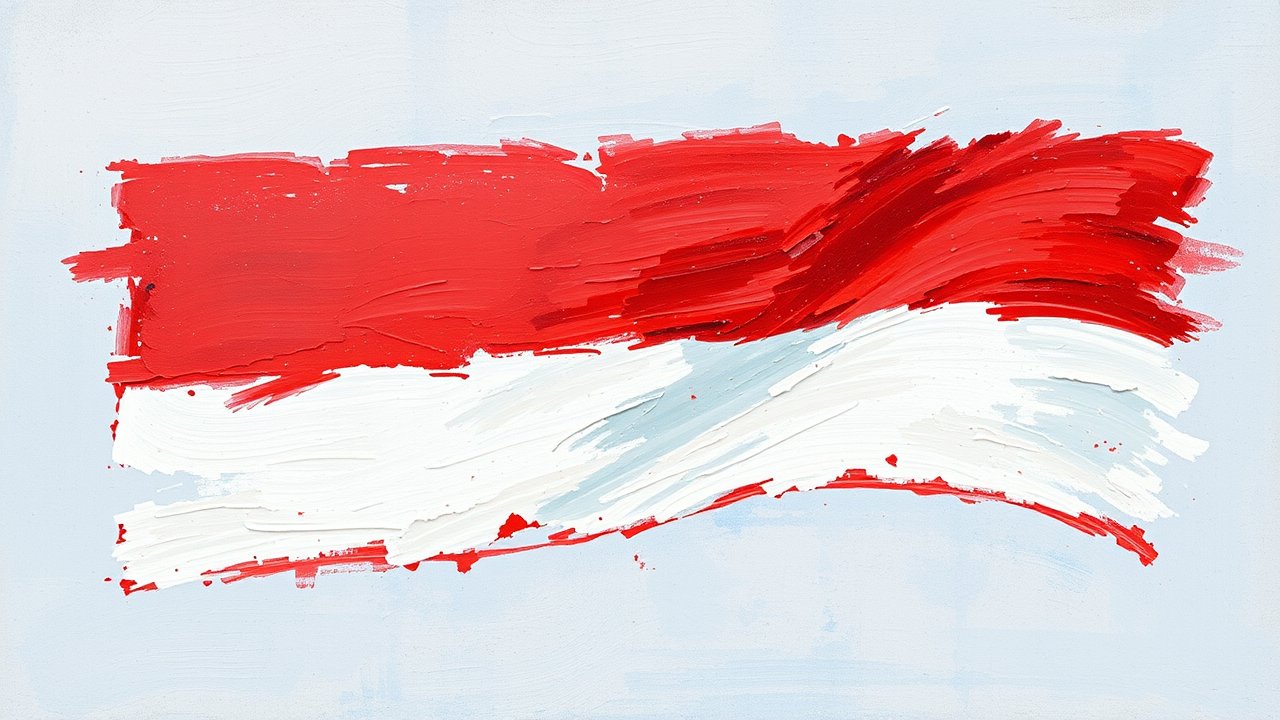 Flag of Indonesia 🇮🇩 in impressionist oil style