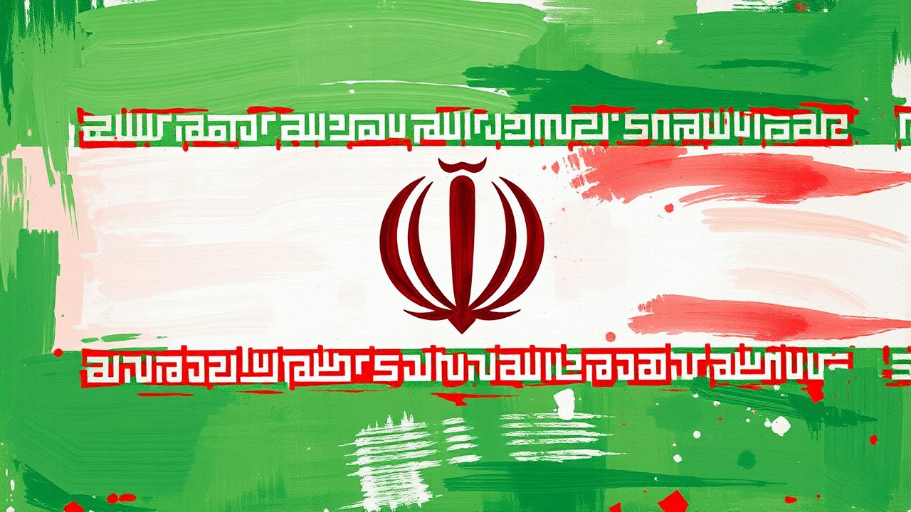 Flag of Iran 🇮🇷 in impressionist oil style
