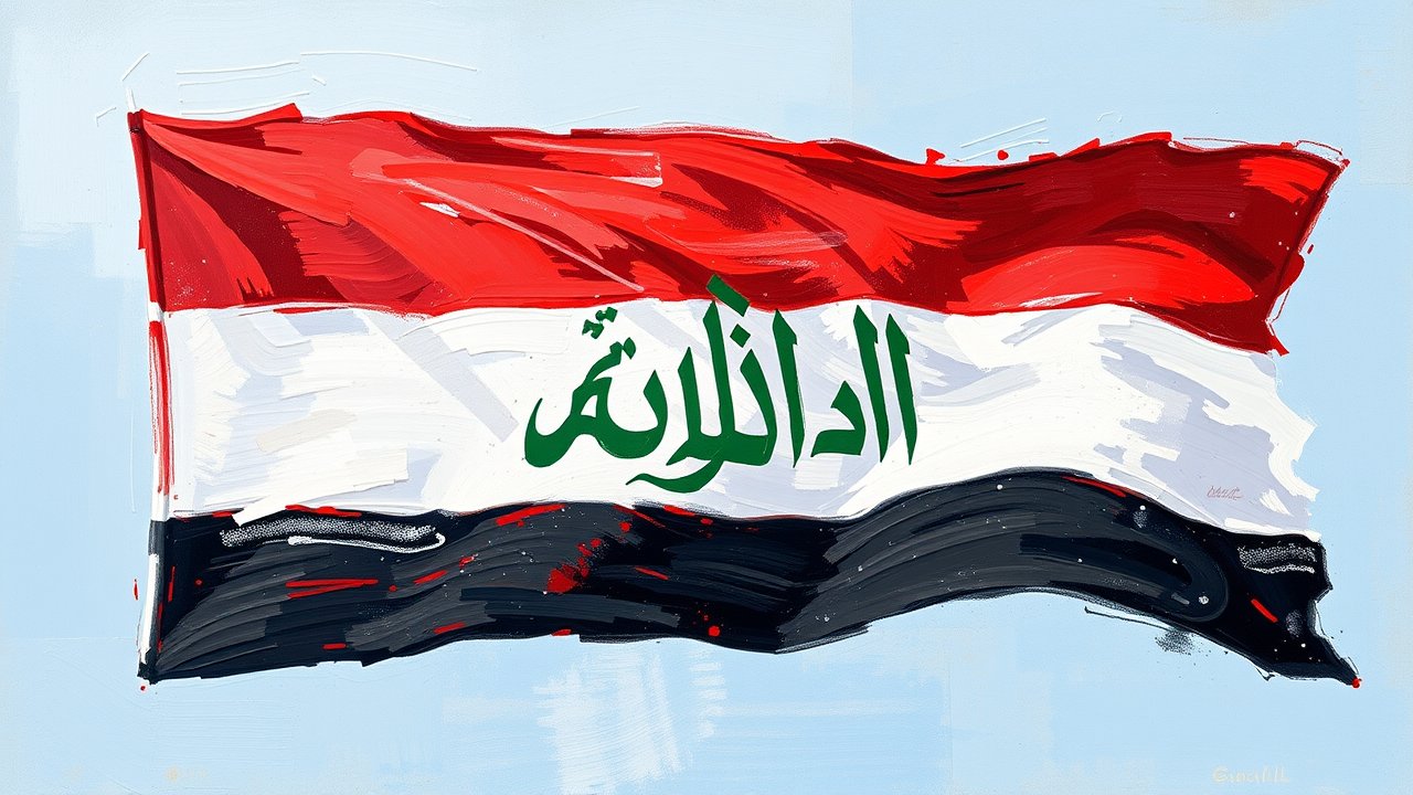 Flag of Iraq 🇮🇶 in impressionist oil style