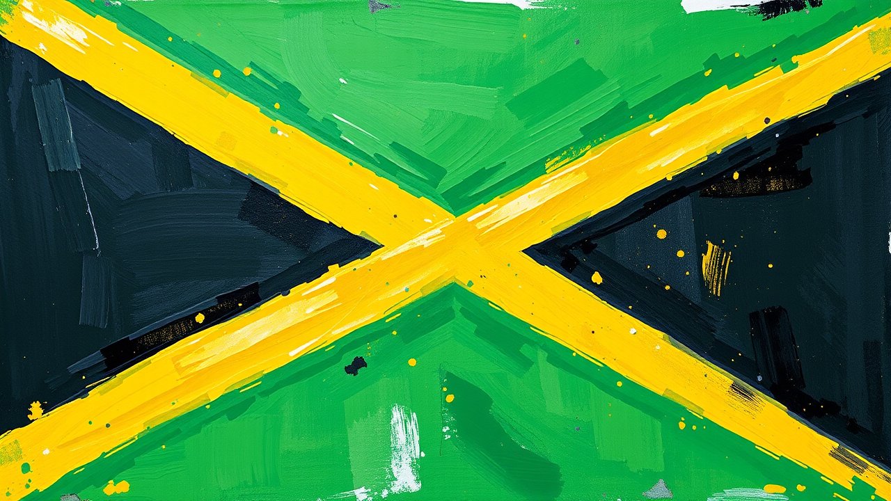 Flag of Jamaica 🇯🇲 in impressionist oil style