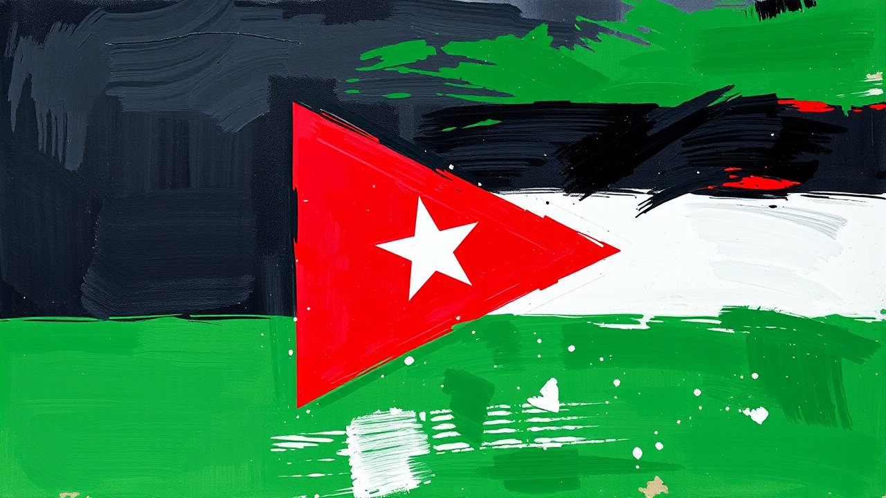 Flag of Jordan 🇯🇴 in impressionist oil style