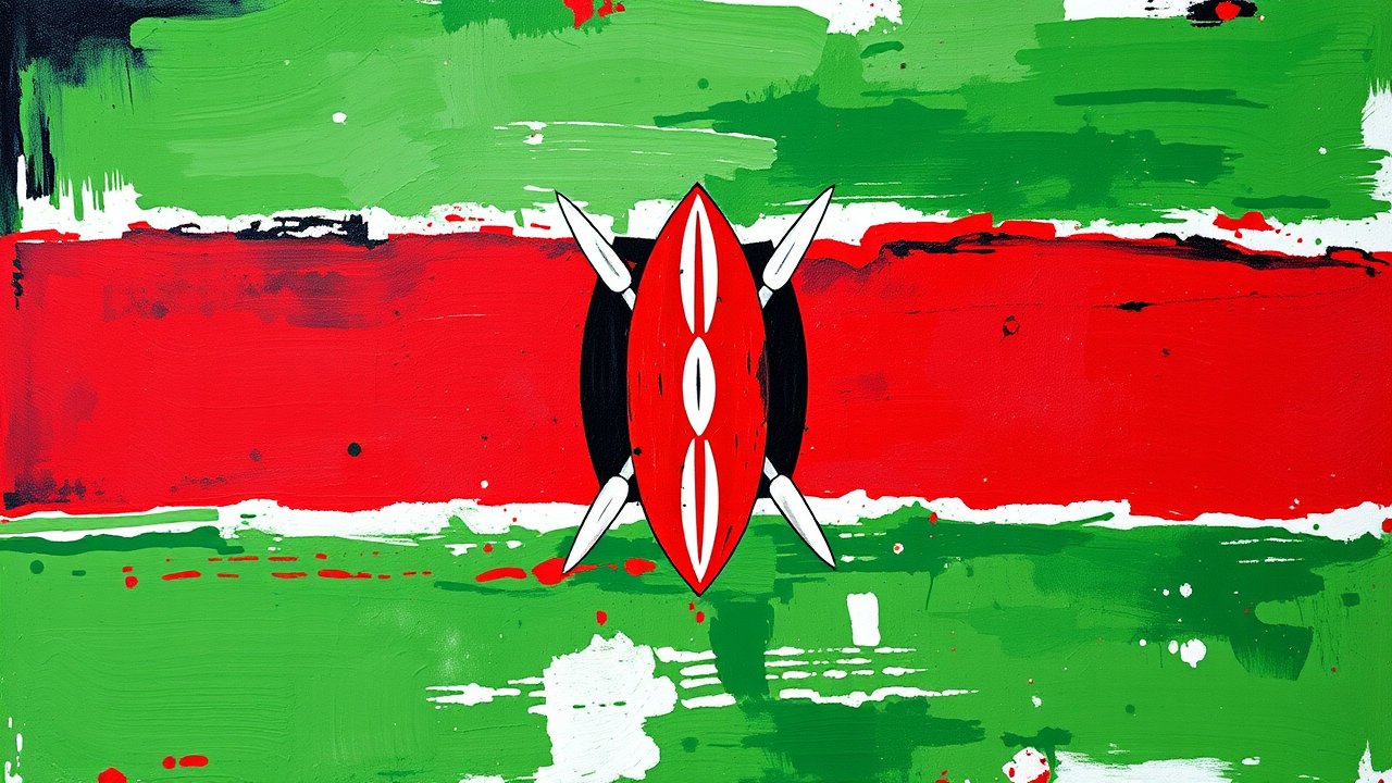 Flag of Kenya 🇰🇪 in impressionist oil style