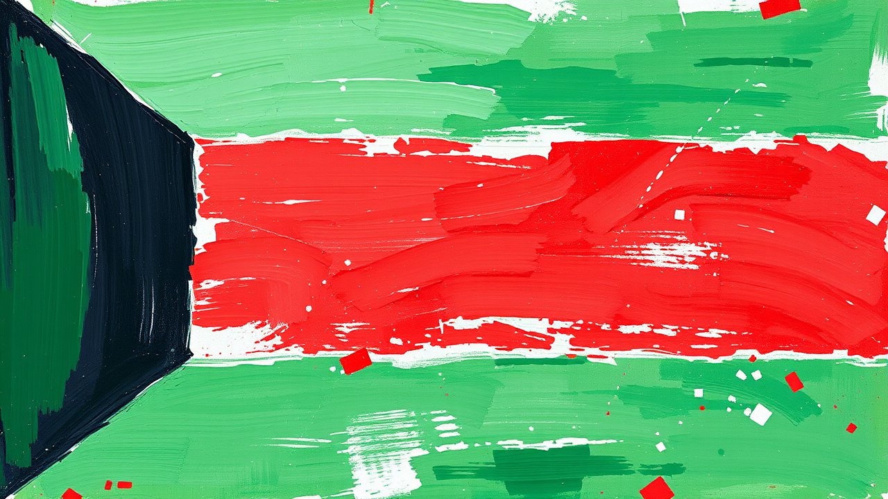 Flag of Kuwait 🇰🇼 in impressionist oil style