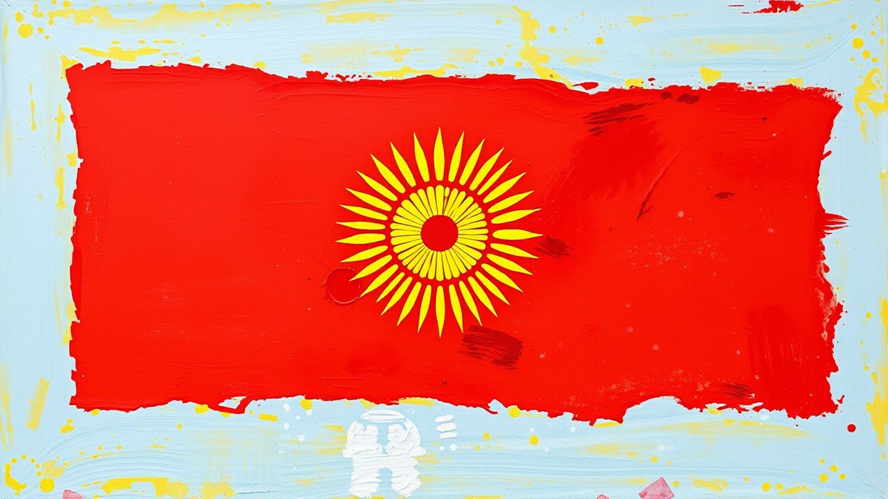 Flag of Kyrgyzstan 🇰🇬 in impressionist oil style