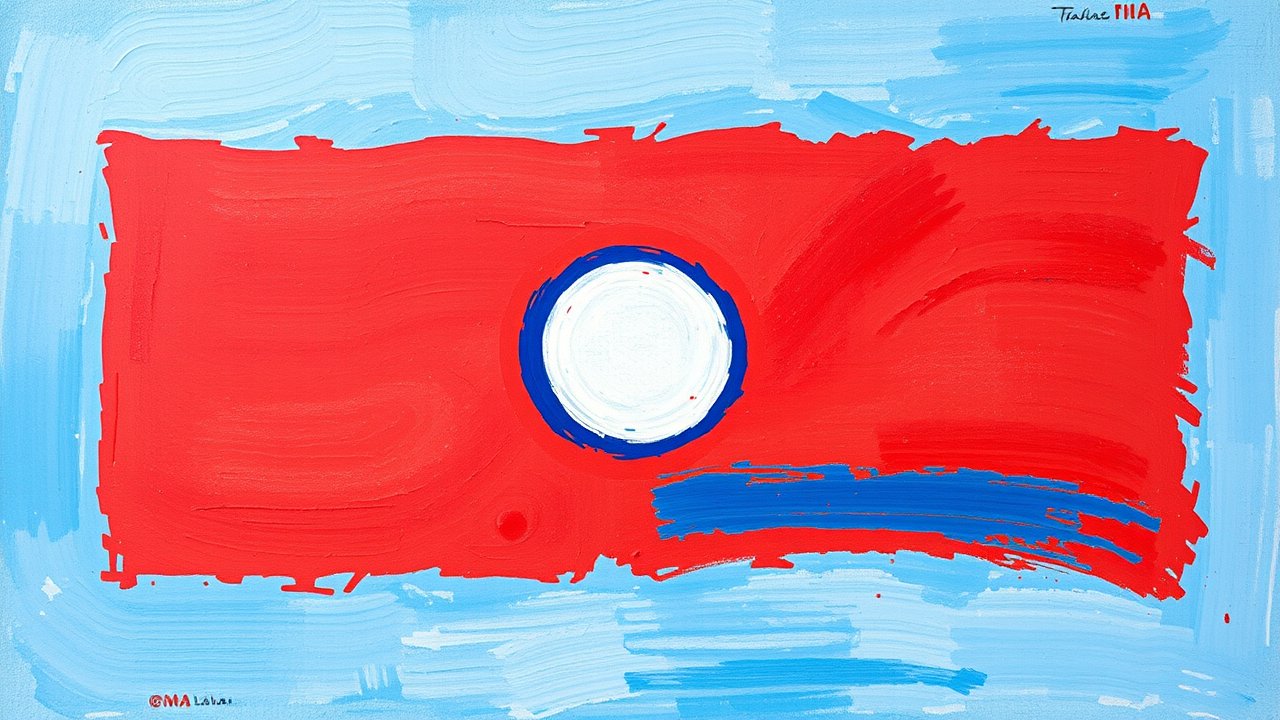 Flag of Laos 🇱🇦 in impressionist oil style