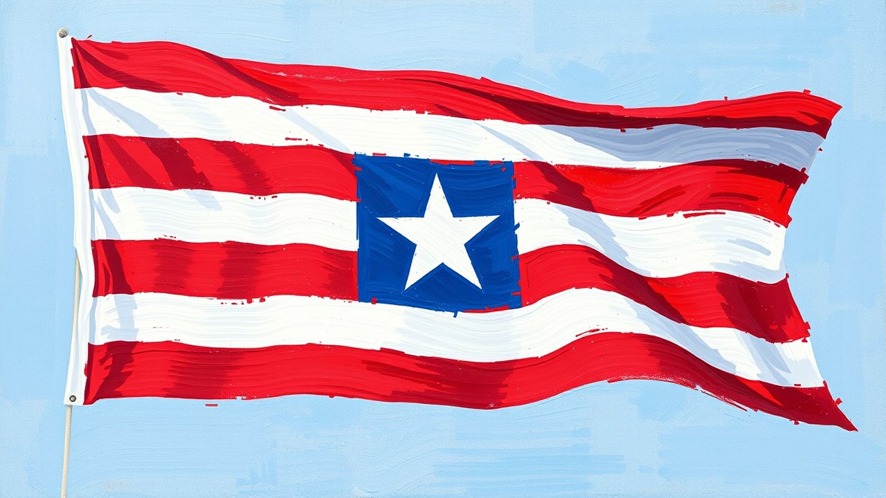 Flag of Liberia 🇱🇷 in impressionist oil style