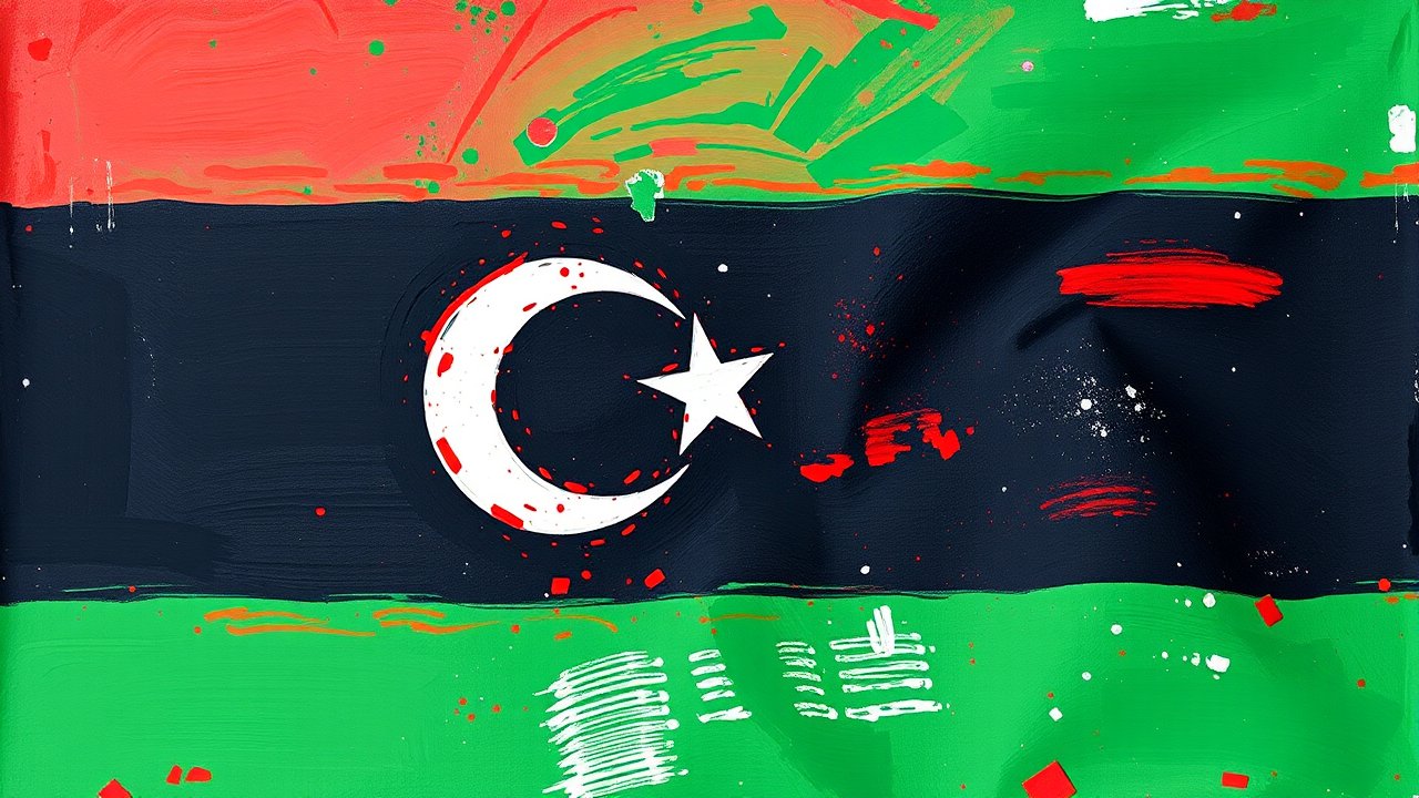 Flag of Libya 🇱🇾 in impressionist oil style