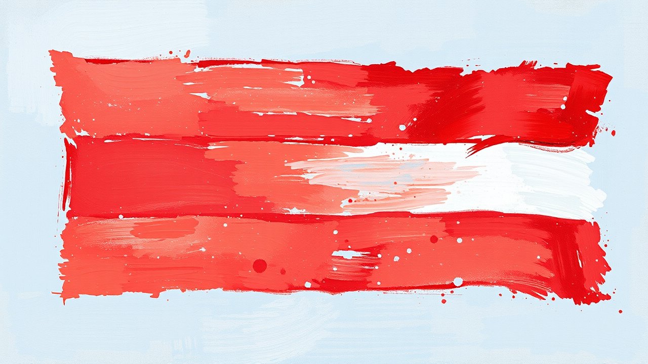 Flag of Austria 🇦🇹 in impressionist oil style