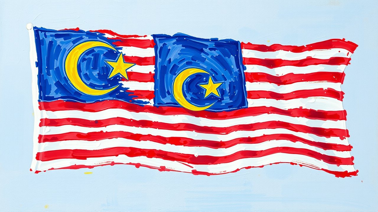 Flag of Malaysia 🇲🇾 in impressionist oil style