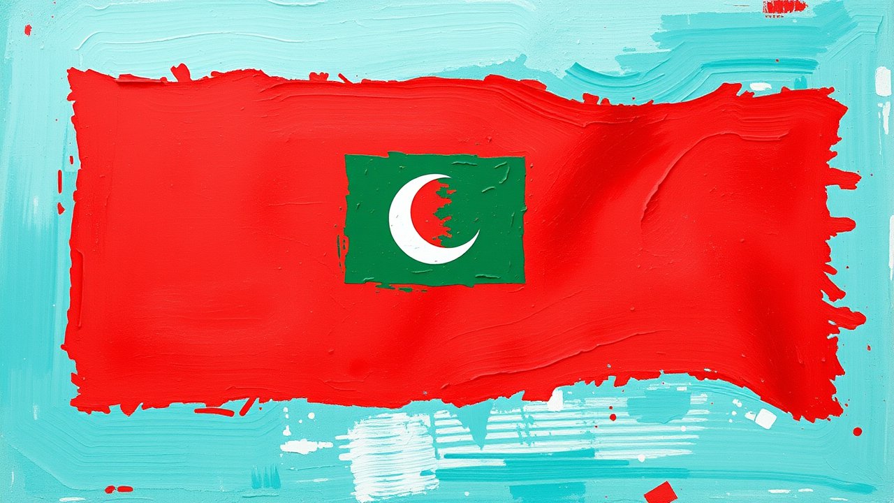 Flag of Maldives 🇲🇻 in impressionist oil style