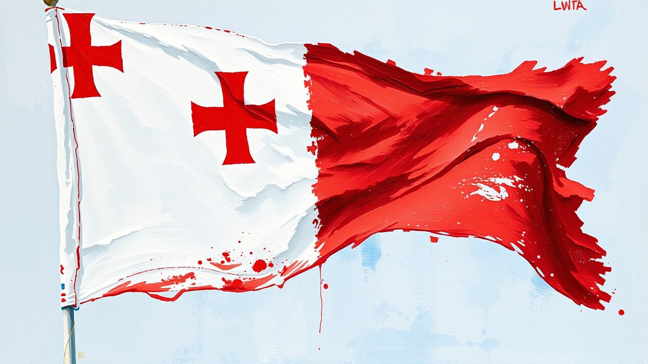 Flag of Malta 🇲🇹 in impressionist oil style