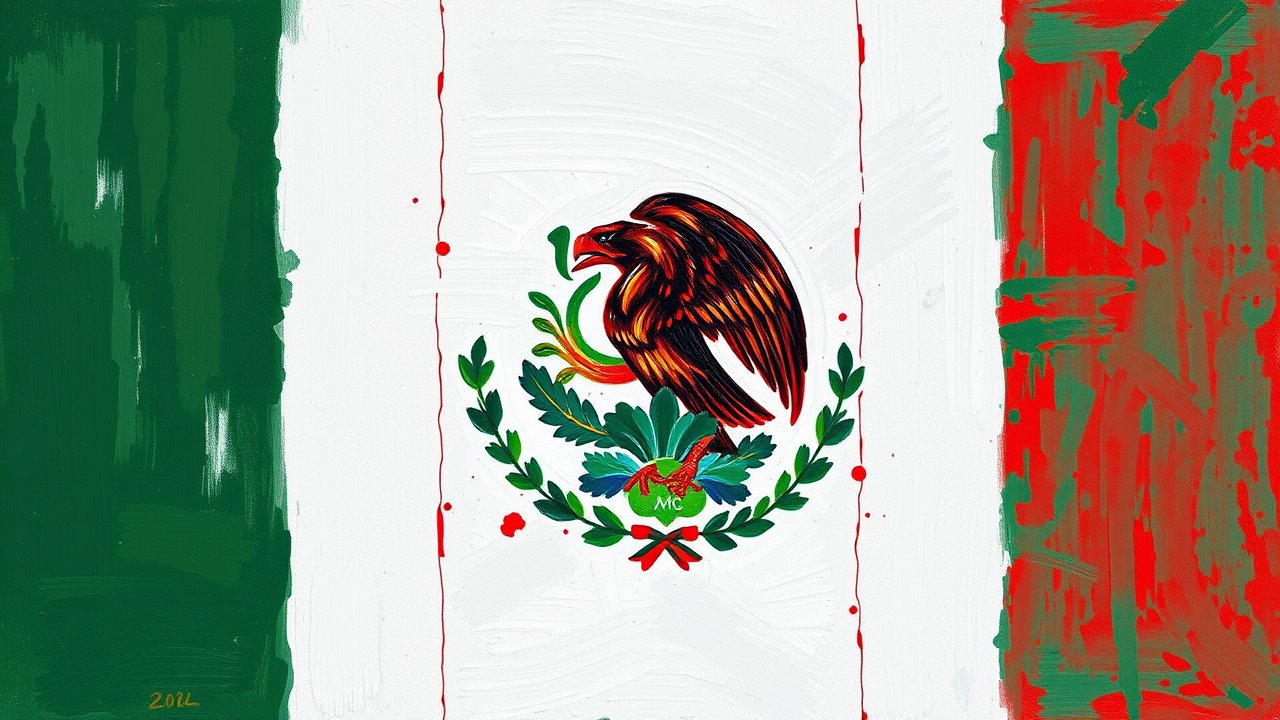 Flag of Mexico 🇲🇽 in impressionist oil style