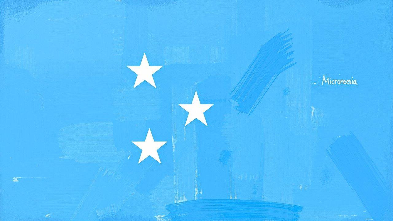 Flag of Micronesia 🇫🇲 in impressionist oil style