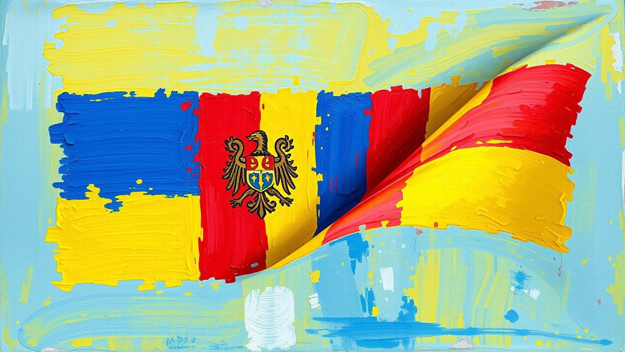 Flag of Moldova 🇲🇩 in impressionist oil style