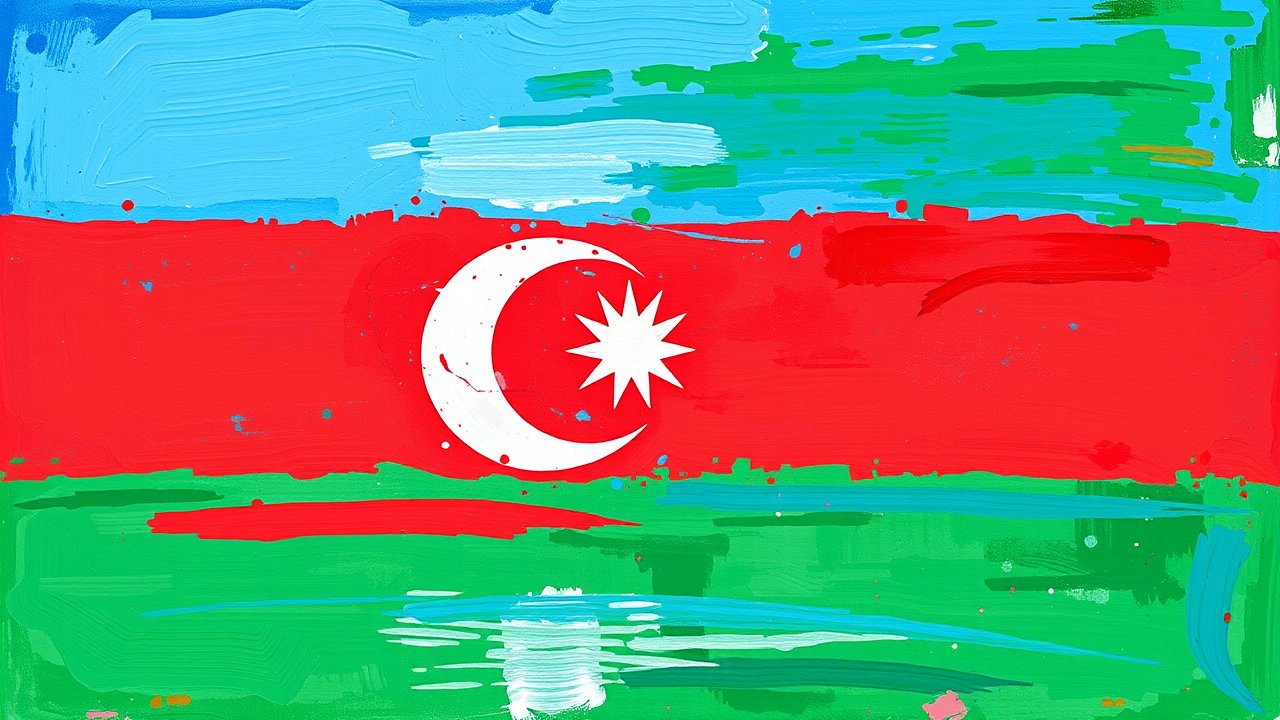 Flag of Azerbaijan 🇦🇿 in impressionist oil style