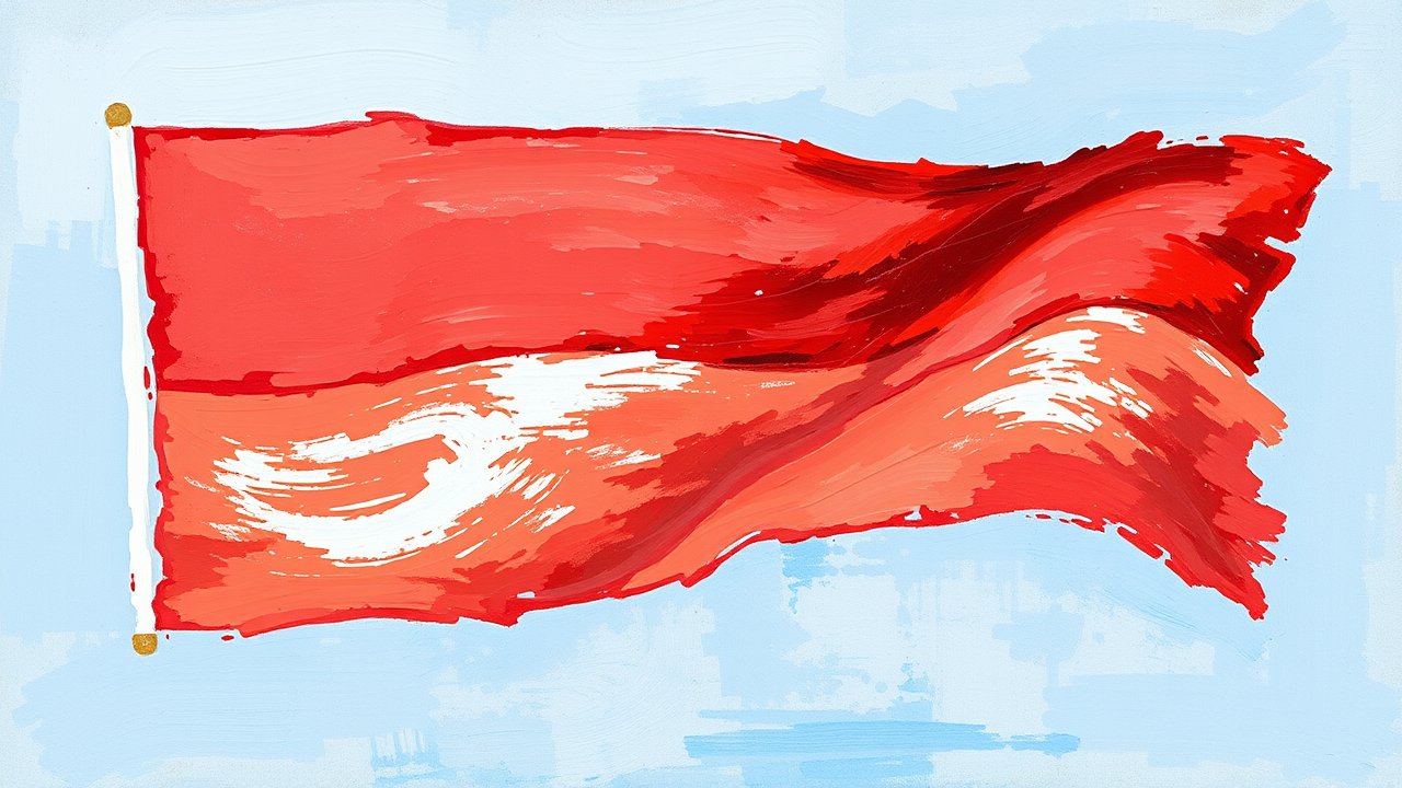 Flag of Monaco 🇲🇨 in impressionist oil style