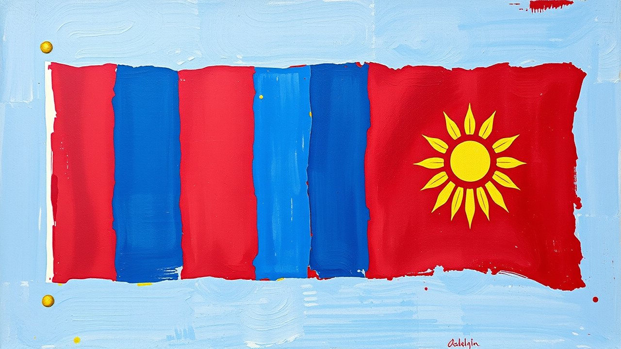 Flag of Mongolia 🇲🇳 in impressionist oil style
