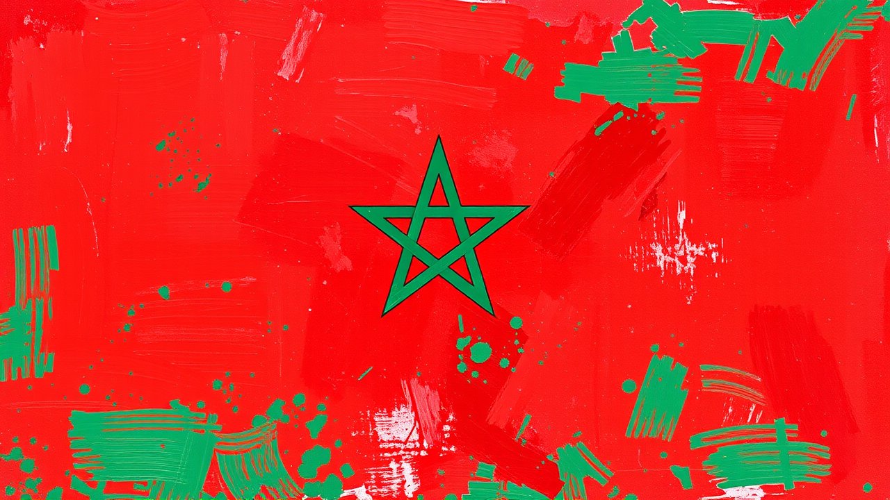 Flag of Morocco 🇲🇦 in impressionist oil style