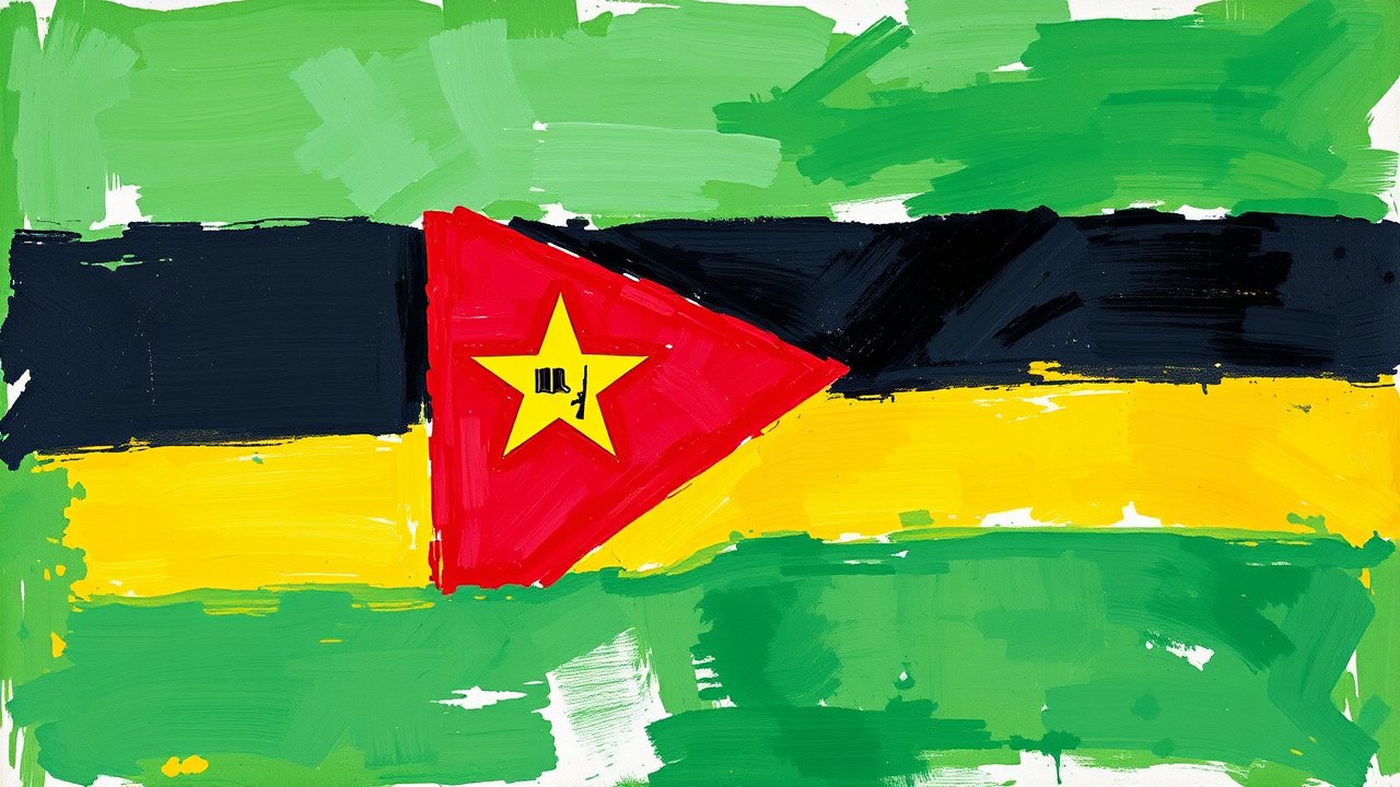 Flag of Mozambique 🇲🇿 in impressionist oil style