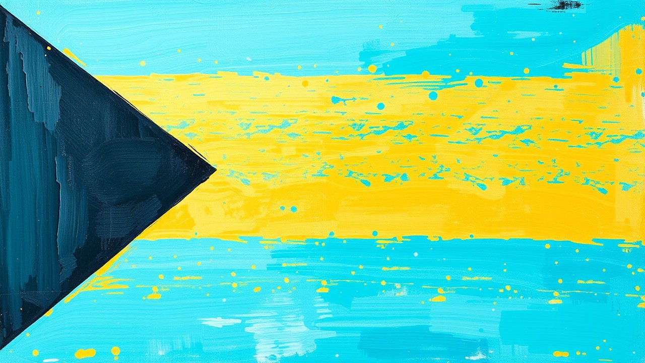 Flag of Bahamas 🇧🇸 in impressionist oil style