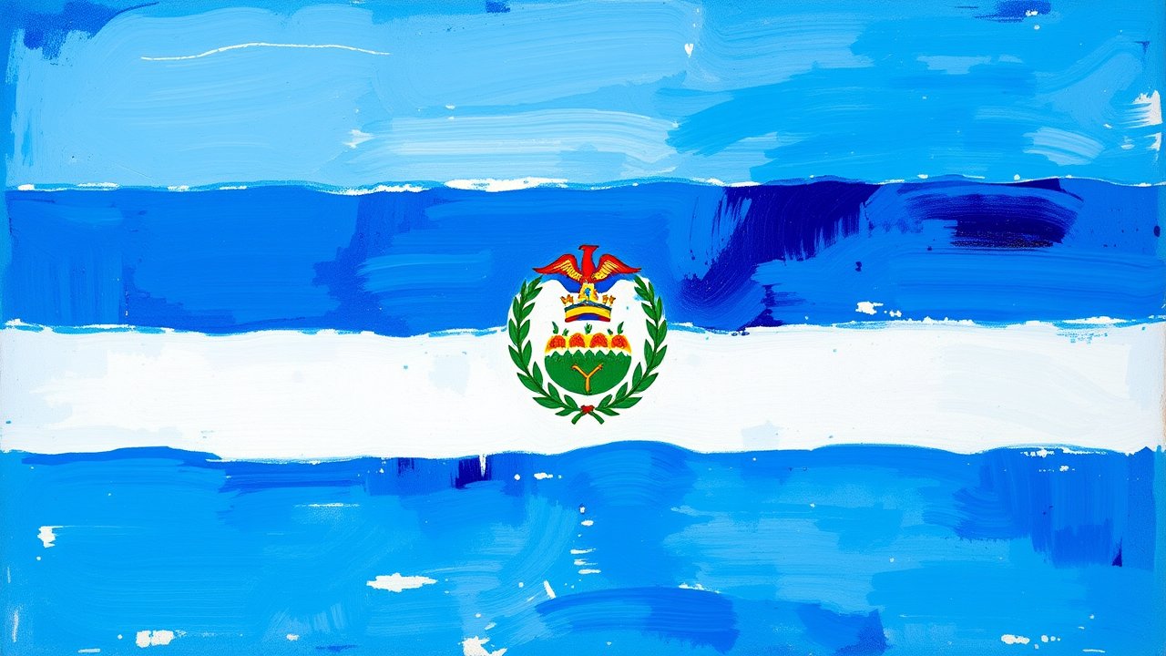 Flag of Nicaragua 🇳🇮 in impressionist oil style